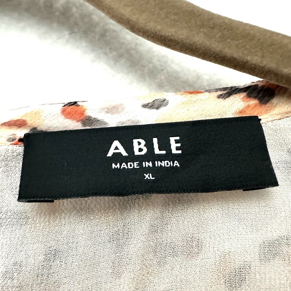 Able XL Jasmine Bell Sleeve Confetti Dot Printed Blouse Chiffon Cupro - Picture 3 of 13